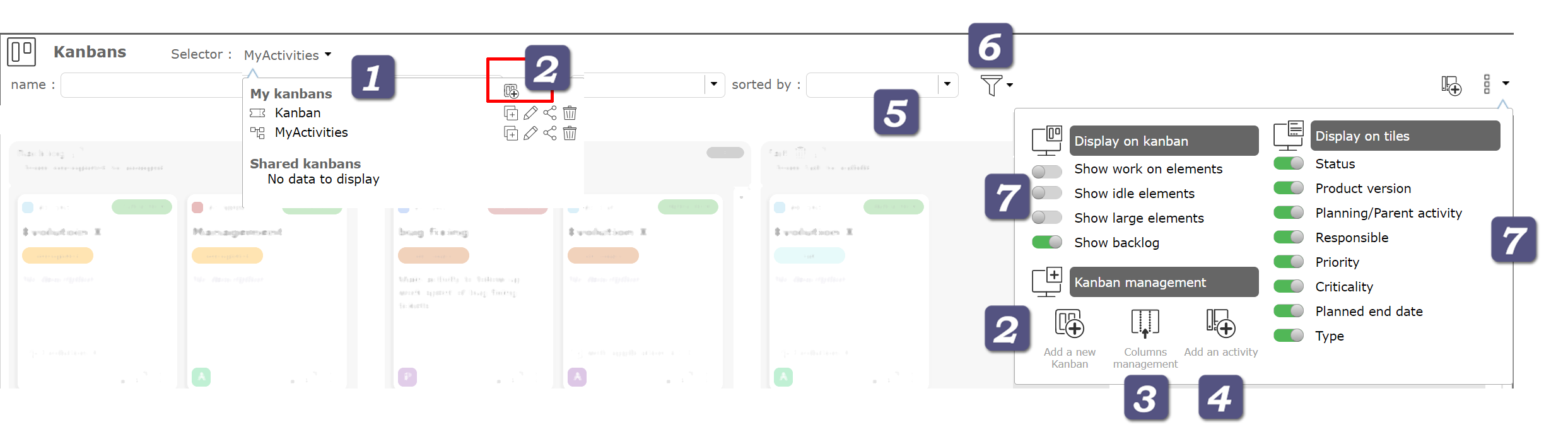 Kanban header area