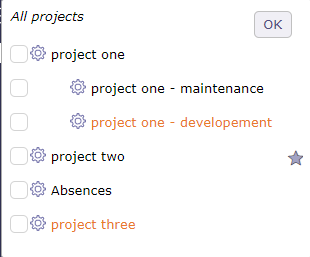 Project selector favorites