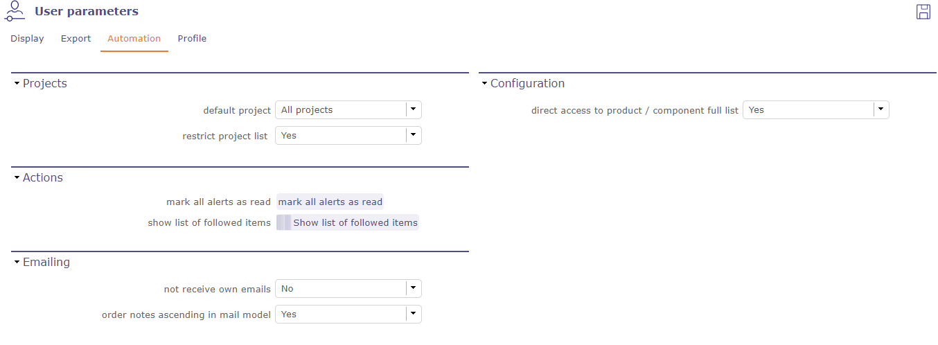 Automation section