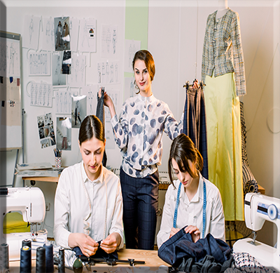 Iconic seamstress sewing at our workshop In the USA