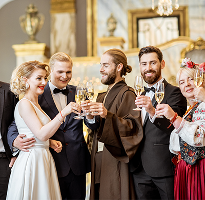 Extras during an Elegant celebration indoors